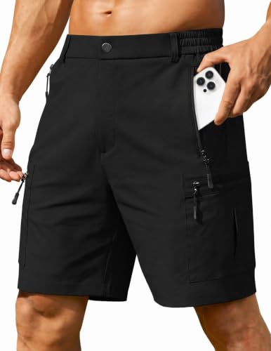Image of COOFANDY Men's Hiking Cargo Shorts 9 inch Lightweight Short with Zipper Pockets