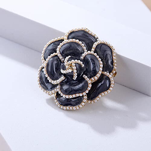 Image of Pearl Camellia Flower Brooch Pin for Women Girls Wedding Bouquet Party Lapel Jackets Hat Scarfts Corsage Dress Brooches Pins Exquisite Brides Mother Jewelry Gifts