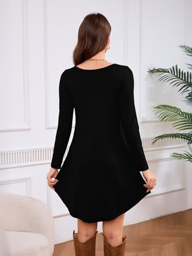 DEARCASE Women's Long Sleeve T Shirt Dress Crewneck Knee Length Loose Casual Flowy Swing Tunic Dresses with Pockets3