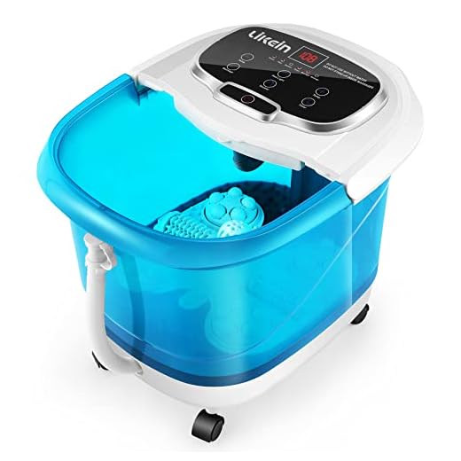 Foot Spa with Heat and Massage and Jets with Motorized Rollers, Foot Soak Tub with Adjustable Waterfall Shower, Water Temperature Control, Relieve Feet Muscle Pain - Blue