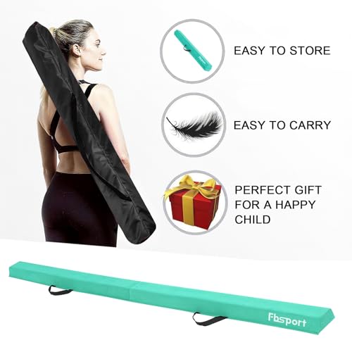 Image of FBSPORT 8ft /9ft /10ft Balance Beam: Folding Floor Gymnastics Equipment for Kids Adults,Non Slip Rubber Base, Gymnastics Beam for Training, Practice, Physical Therapy and Professional Home Training
