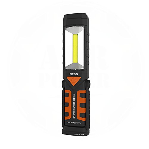 NEBO Workbrite 2 Rechargeable LED Work Light, Black/Orange, 8.5” x 2” x 1.5”