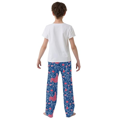ZZXXB Rooster Chick Boys Long Pants Soft Trousers Elastic Waist Kids Lounge Bottoms with Pockets S-XL3