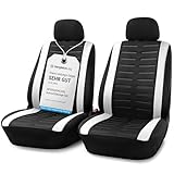 Upgrade4cars Coprisedili Anteriore Set Versione 2026 | Coperture Universali in Bianco per Conducente e Passeggero | Accessori Interno Auto Decorazione