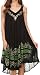 Sakkas 16605 - Gasha Sleeveless Mid Length Caftan Dress With Embroidery Details And V Neck - Black / Green - OS