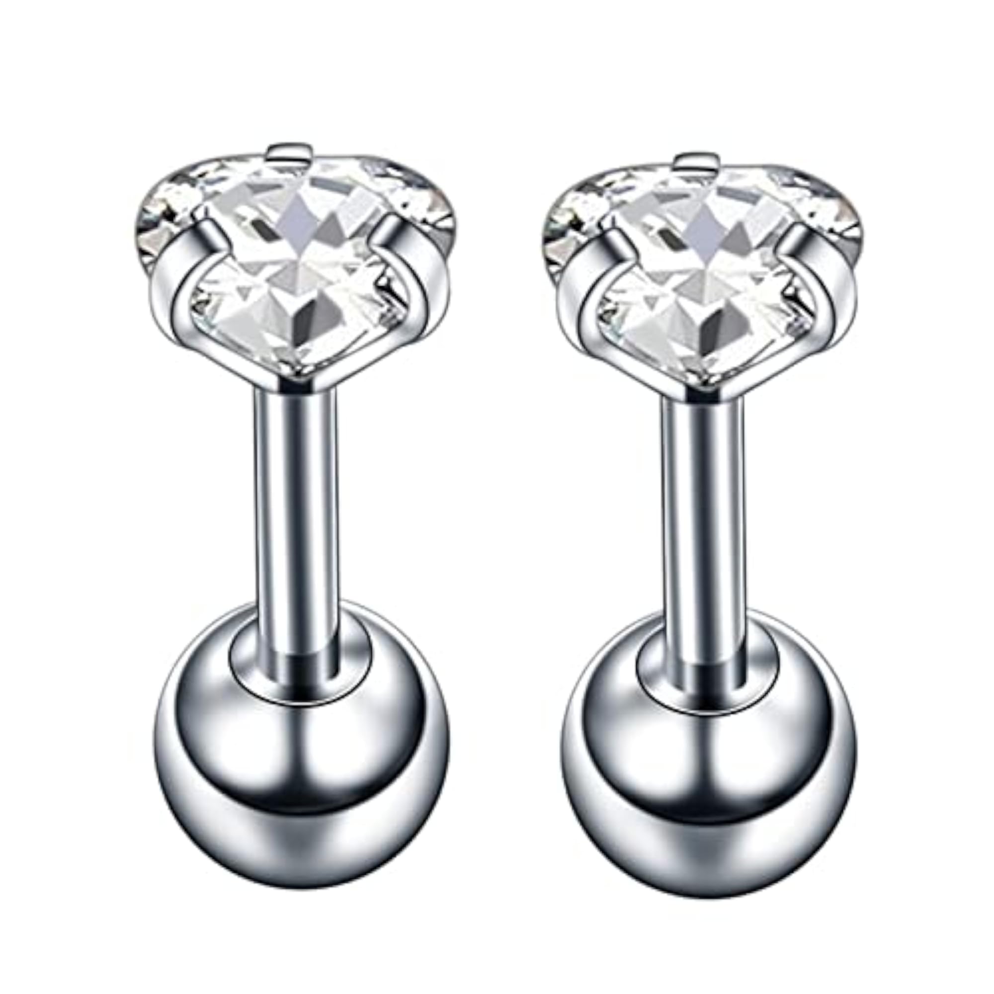 Round Crystal Ear Screw Ball Stainless Steel Women's Mini Stud Earrings