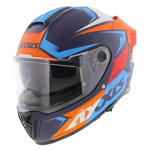 Casque intégral Axxis Hawk SV Evo Ixil C14 orange mat bleu pour moto