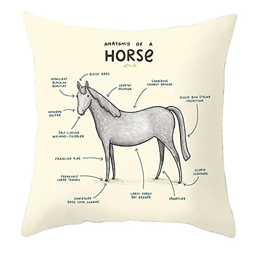 Daesar Coussin Décoratif Canapé, Coussin Canape 40x40 Gris Beige Coussin Deco Salon Animal Cheval, Polyester