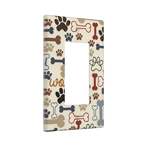 Placa para interruptor de huellas de perro funda de enchufe decorativa de 1 banda 4.6x2.8 3
