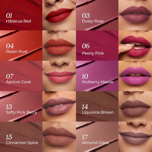 Image of Just Herbs Herb‑Enriched Matte Liquid Lipstick Set of 10 | Long‑Lasting, Non‑Drying, Transfer‑Resistant | Infused with Ghee, Ashwagandha & Brahmi | For Indian Skin Tones