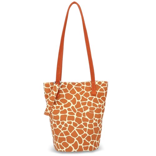 Image of Shoulder Bag for Women, Cotton Canvas Bucket Bags Tote Purse Cute Crossbody Bag Designer Ladies Handbags
