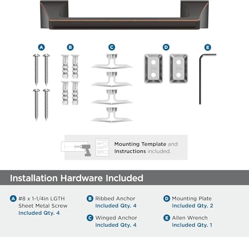 Image of Amerock Mulholland 9 inch Oil-Rubbed Bronze Towel Bar | Decorative bathroom hardware in durable Zinc /Stainless Steel construction; mounting hardware included for easy installation