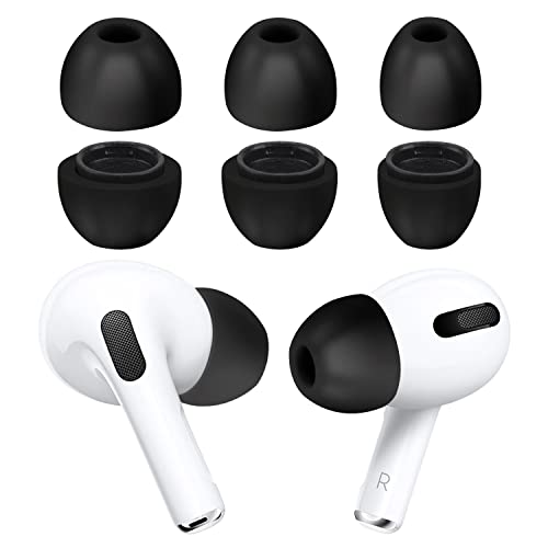 Verbessert Ear Pads für AirPods Pro, Memory Foam Tips Anti-Rutsch-Ohrstöpsel Ersatz, Geräuschreduzierung, weiche Ohrhörer Tips für AirPods Pro, 3 Paar (S/M/L Schwarz)