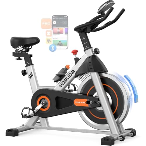 Image of YOSUDA Exercise Bike, Brake Pad Stationary Bike for Home with Exclusive App, Magnetic Indoor Cycling Bike with 300 lb Weight Capacity, Low Noise, Tablet Holder and Fitness Courses for Weight Loss