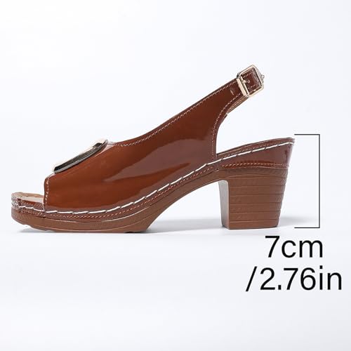 Block Heel Sandals for Women 2025 Womens Sandals Comfortable Dressy Platform Buckle Strap Fashion Fish Mouth Wedges2