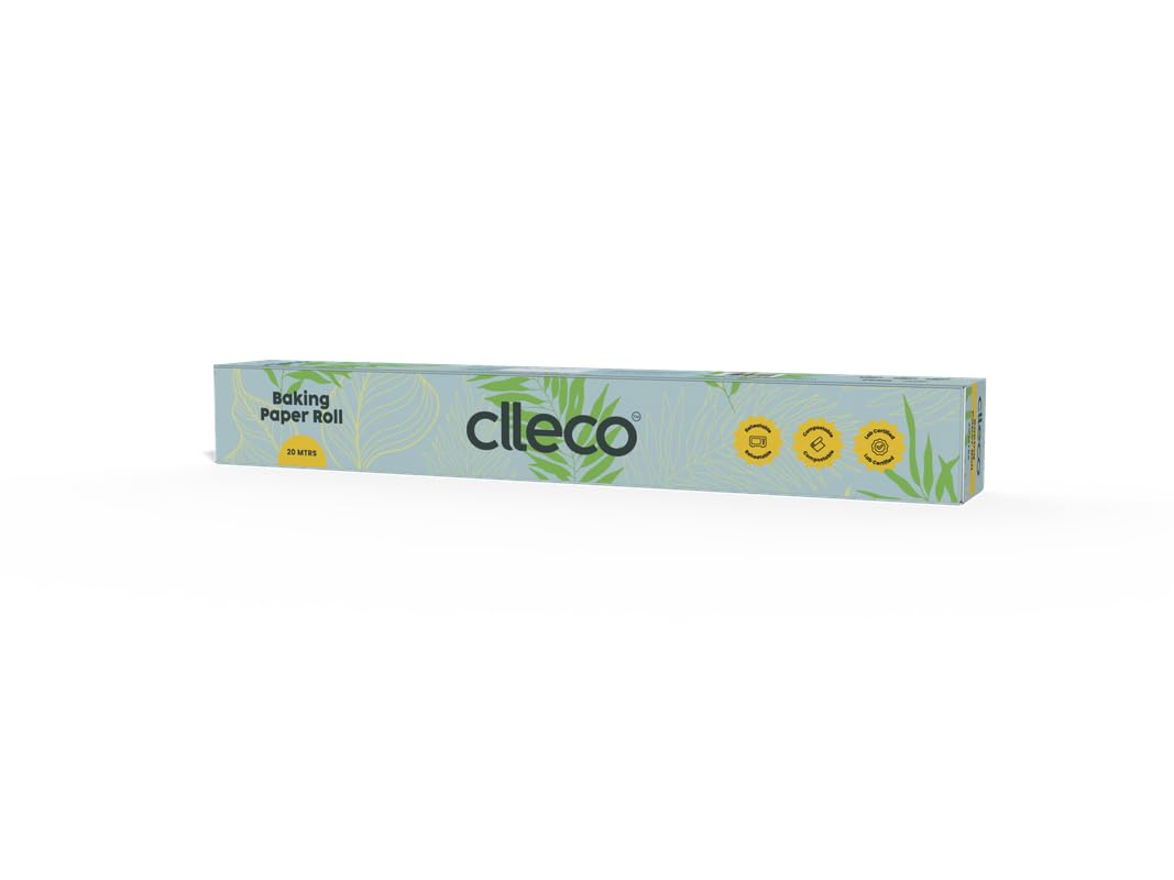 Clleco Baking & Food Wrapping Paper Roll 20 Meter, 40 GMS (Pack of 1) Parchment Paper Reusable Upto 4 Times, FDA Approved, Food Safe, Chemical Free, Non-Stick, for Airfryer, Microwave, Oven & Steamer