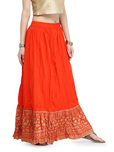 Image of Varanga Women's Cotton Knee-Length Frills Skirt