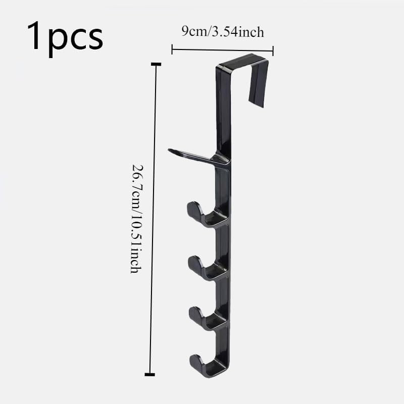1pcs Over-The-Door Hook Hanger, Plastic Bedroom Door Hanger, Practical and Stylish Storage Solution for Clothes, Jackets, Wall Mount Design for Easy Installation, Black