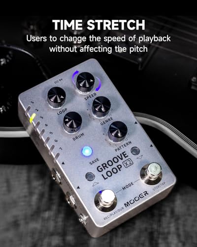 Image of MOOER Groove Looper Pedal Drum Machine Stereo Guitar Loop Recorder Pedals with 140 Minutes Loops 121 Drum Grooves Editor Software (X2)