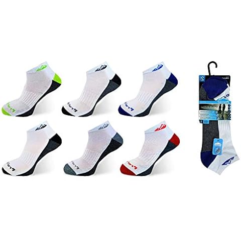 6 Pairs Mens Prohike Multi Coloured Cushioned Trainer Sports Socks, UK Size 6-11 (White/Grey) Cover