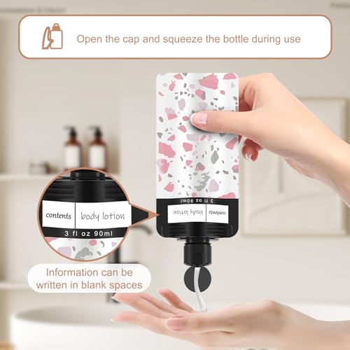 18 Pack Travel Pouches for Toiletries, TSA Approved Travel Pouches for Liquids,Travel Shampoo and Conditioner Pouches,Leak Proof 3oz Travel Squeeze Pouches(Pink)3