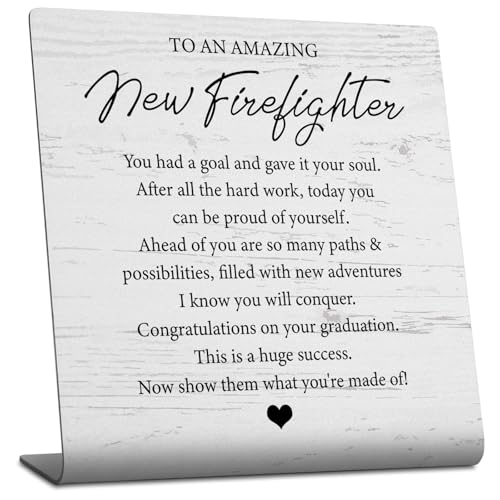 New Firefighter Graduation Gift Desk Decorative Sign, Motivational Firefighter Desk Decor for Fire...