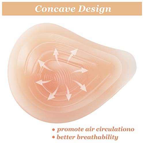 MOOVANT Silicone Breast Form Mastectomy Prosthesis Armpit Make Up A B C D Cup,Right Side Only,300g (B Cup)