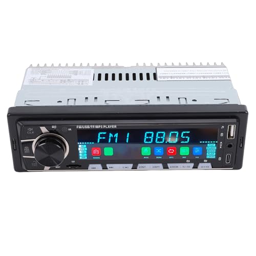 Luocute de Sonido Estéreo para Coche, Reproductor MP3 de un Solo DIN con Pantalla a Color, Compatible con Radio FM Am, USB, Tarjeta SD AUX