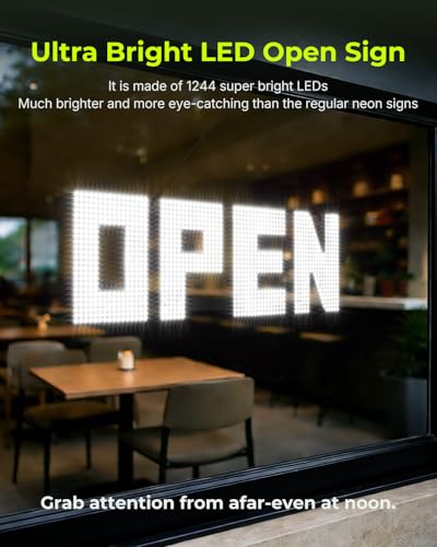 Image of 36 inchx12 inch Large LED Open Sign, Super Bright Open Signs for Business, Dimmable Big Open Sign for Storefront Window Bar Salon Cafes Retail Shops