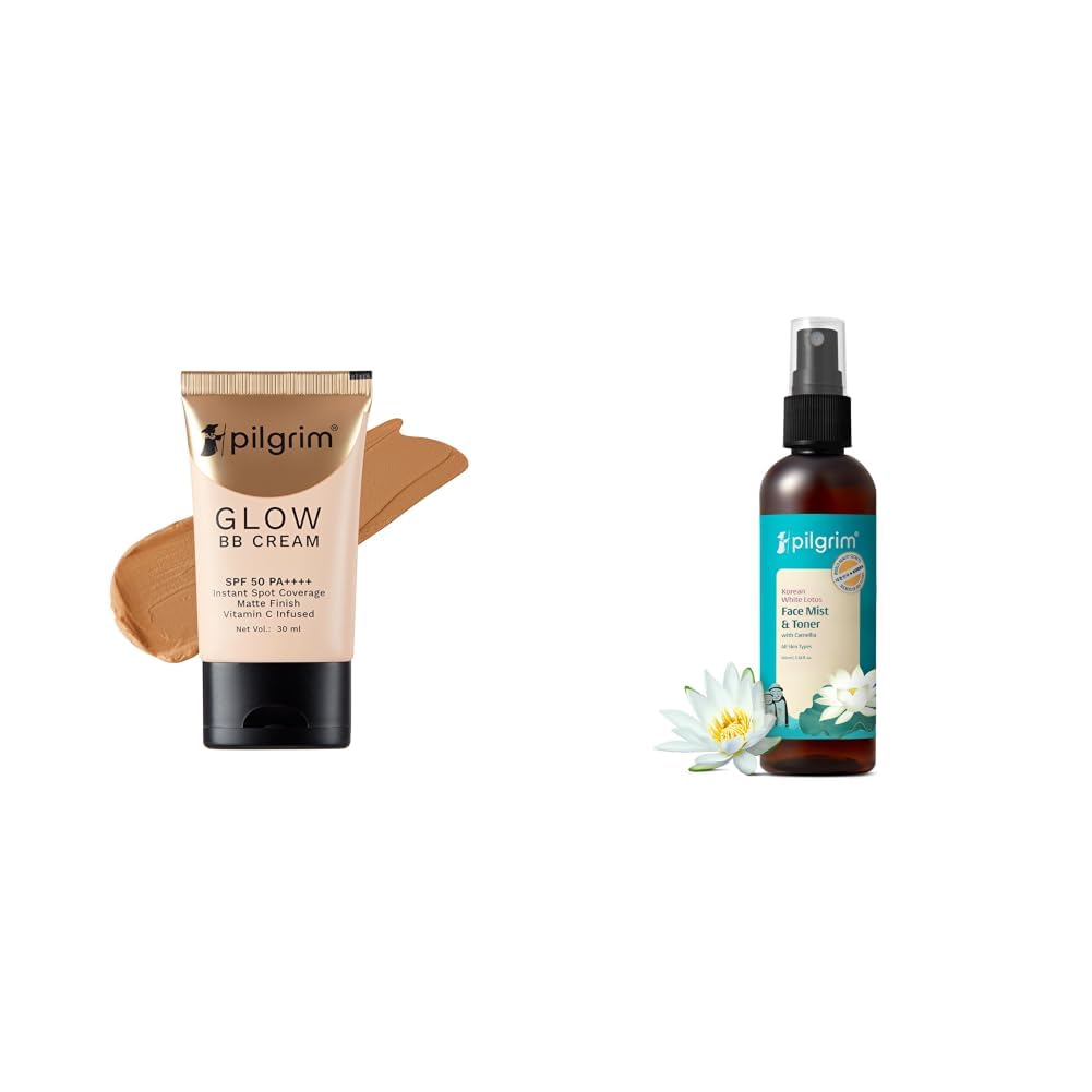 Pilgrim Almond Glow 3-In-1 Medium BB Cream SPF 50 PA++++ With Niacinamide, Hyaluronic Acid & Vit C For All Skin & Korean Beauty White Lotus Refreshing Face Mist & Toner 100 ml-picture-32