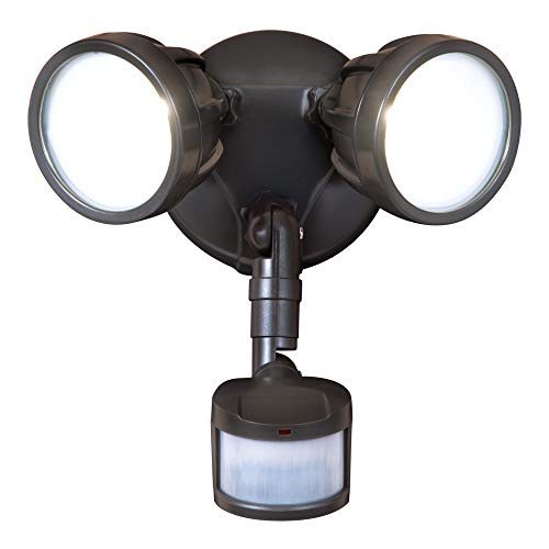 Cooper Lighting Eaton Lighting MST18R17L Bronze Round LED Security Light,Motion Activated Twin Head LED Floodlight,Bronze, 1600 lm