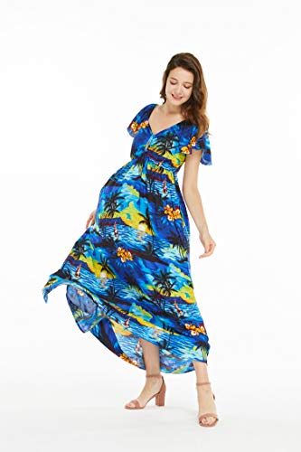 Image of Hawaii Hangover Family Matching Hawaiian Clothes, Sunset Blue | Family matching Hawaiian outfits, Sunset Blue, lightweight rayon, machine washable, tropical print, luaus, cruises
