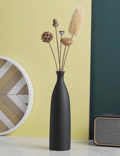 10 Inch Matte Black Ceramic Flower Vase, Single Stem Vase Minimalist Decorative...