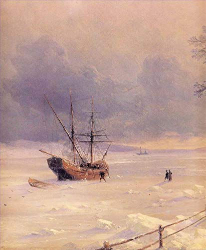 14 dipinti famosi - bosforo congelato sotto la neve 1874 Romantico veliero paesaggio marino Ivan Aivazovsky - Handmade Oil Art su tela -07, £70- £1500 Dipinto a mano da insegnanti delle Accademie