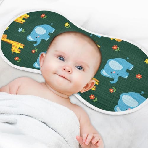 2 Pack Muslin Burp Cloths Giraffe Floral Green Cotton Baby Burp Cloths Ultra Absorbent Soft Thick Burping Cloth for Newborn Must Haves, Large 22" x 11"4