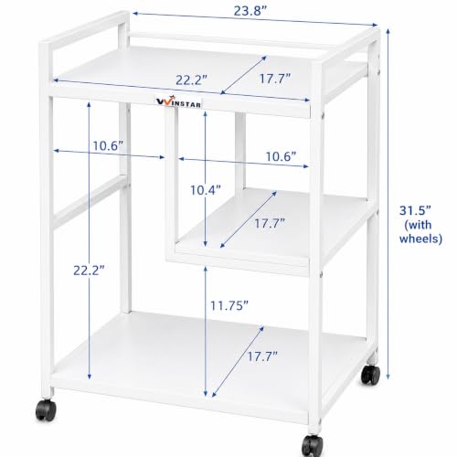 Image of WINSTAR Printer Stand, Solid & Sturdy, Modern Contemporary Look, Space Saving, Made in India (White, 3 Tier Split Shelf)
