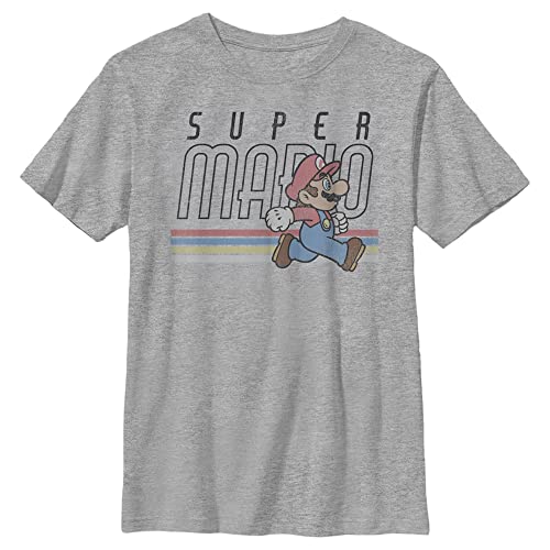 Boy's Nintendo Super Mario Bros. Retro Stripe Mario Logo T-Shirt