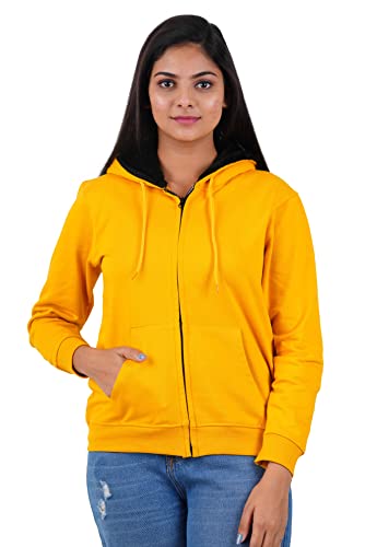Image of KYDA KIDS Women's Cotton Hooded Hoodies with Zip - Fleece Material Full Sleeves Sweatshirt with Fur Cap, Hooded Neck Long Sleeve Winter Wear for Women - Regular Fit