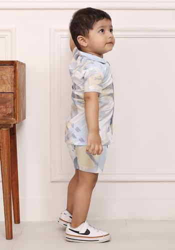 Image of POLKA TOTS Cotton Half Sleeves Shirt With Shorts, All Over Print Cord Set for Baby Boy Kids