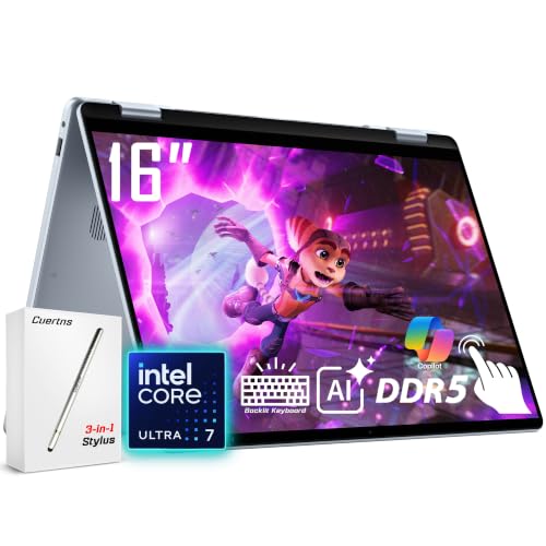 Image of Dell 16 Plus 2-in-1 Laptop, 16 inch 1920 x 1200 Touchscreen, Core Ultra 7 256V(>i9-13900H), AI Ready, Backlit Keyboard, 1080p Webcam, Wi-Fi 7, Windows 11 Pro, Ice Blue(16GB 8533MHz DDR5 RAM | 2TB SSD)