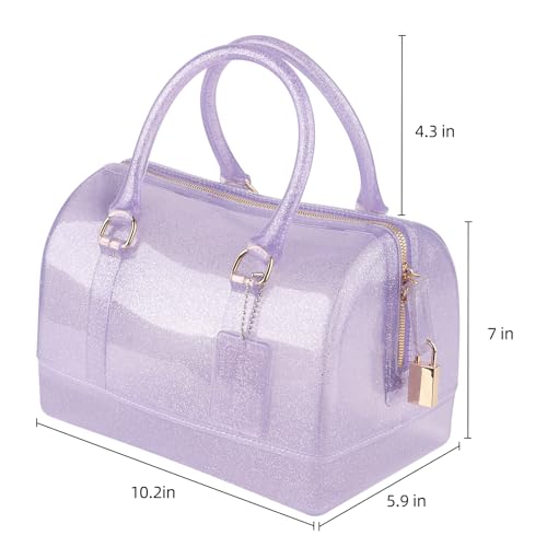 Image of Ladies Summer Jelly Pillow-shaped Top Handle Handbag Candy Color Transparent Crystal Purse
