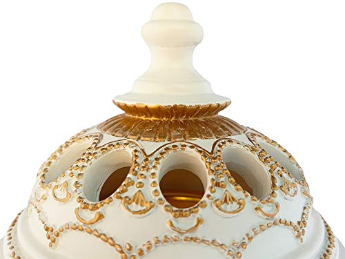 Am Charcoal Incense Burner - Bakhoor Burner, Oud Frankincense Resin Burner - For Office & Home Decor - Lavish 4 Pillar White #TOP3