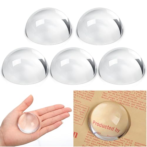 Briwooody 6 Pcs Crystal Dome Magnifier Paperweights Glass Paperweight Reading Magnifying Glass Clear Optical Half Ball Lens for Office Desk Home Gift (1.97 Inch)