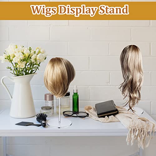 Blmsian 2 Pack Acrylic Hat Stands, Durable Decorative Wig Display Rack Hat Stands For Organizer And Displaying Various Hats, Wigs, Watch, Jewelry (12 Inch In Height, Round Bottom) #TOP2