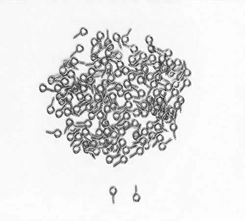 IDEALSV Small Screw Eye Pin (304) Stainless Steel 4mm x 8mm Eyelet Hook for Jewelry Tiny Hook Screws Ring 300 Pcs