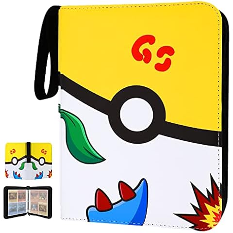 JIELISI 400 Pockets Trading Card Binder Album for Pokemon, 50 Pages Double Sided Cards Holder Carrying Case with Sleeves Collectible Card Folder PU Loose-Leaf Trading Card Album for Game Cards Cover