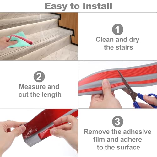 QUARKZMAN Stufenkantenschutz, rutschfeste Treppenkante, selbstklebende Treppenstufenleisten für den Innen- und Außenbereich, Zuhause, Büro, Dunkelgrau (1,2 m)