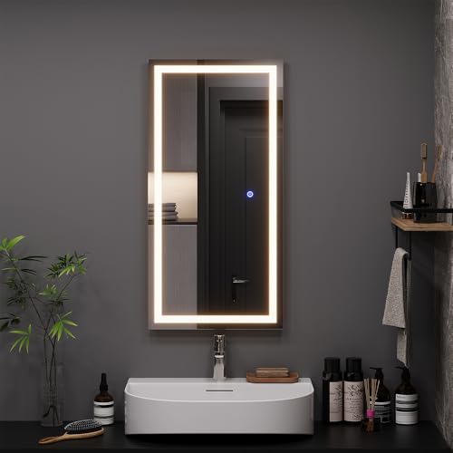 Vicco Badezimmerspiegel Miral, Glas, 40 x 80 cm mit Frontlight Beleuchtung