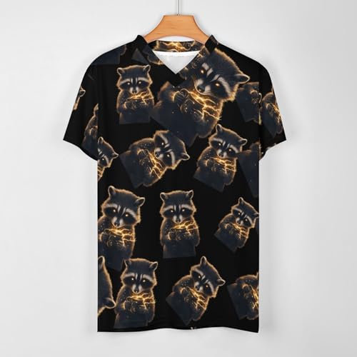 Camiseta de fútbol para hombre de mapache con café en tejido transpirable 3