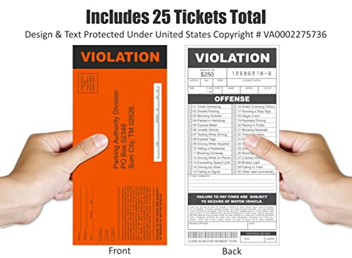 Fake Parking Tickets Prank - Qty 25, Joke Violation Parking, Funny Gag Pretend Police Traffic And Safety Car Citations, Kid Friendly #TOP1